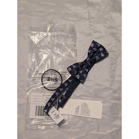 NWT Janie And Jack Sailboat Pre knotted Bow tie 2-5 Years Preppy Nautical Blue - Picture 1 of 14
